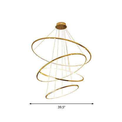 Camille Gold LED Ring Tiered Chandelier Modern Pendant Light