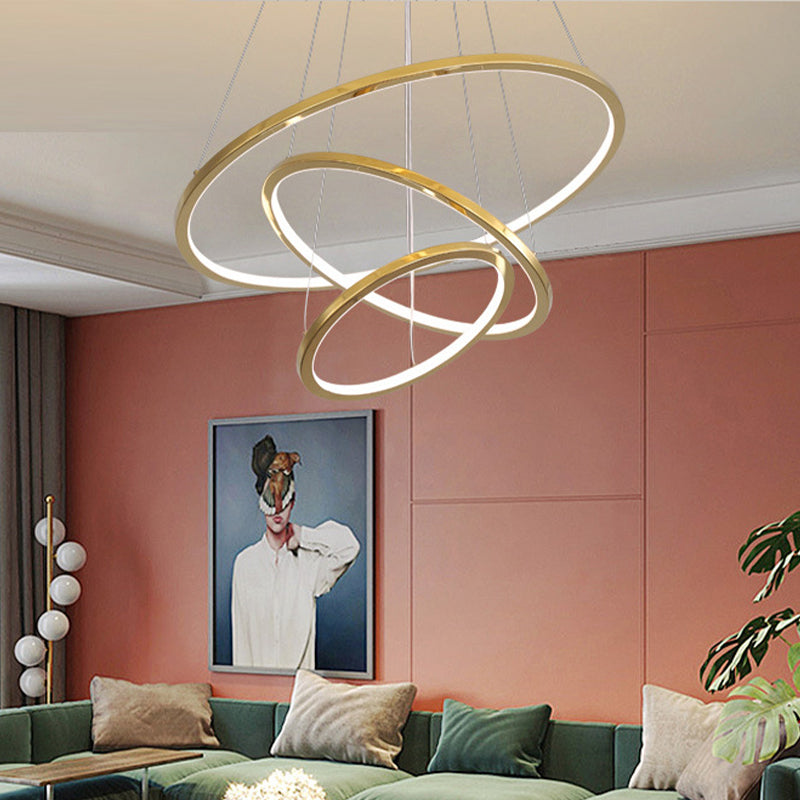 Camille Gold LED Ring Tiered Chandelier Modern Pendant Light
