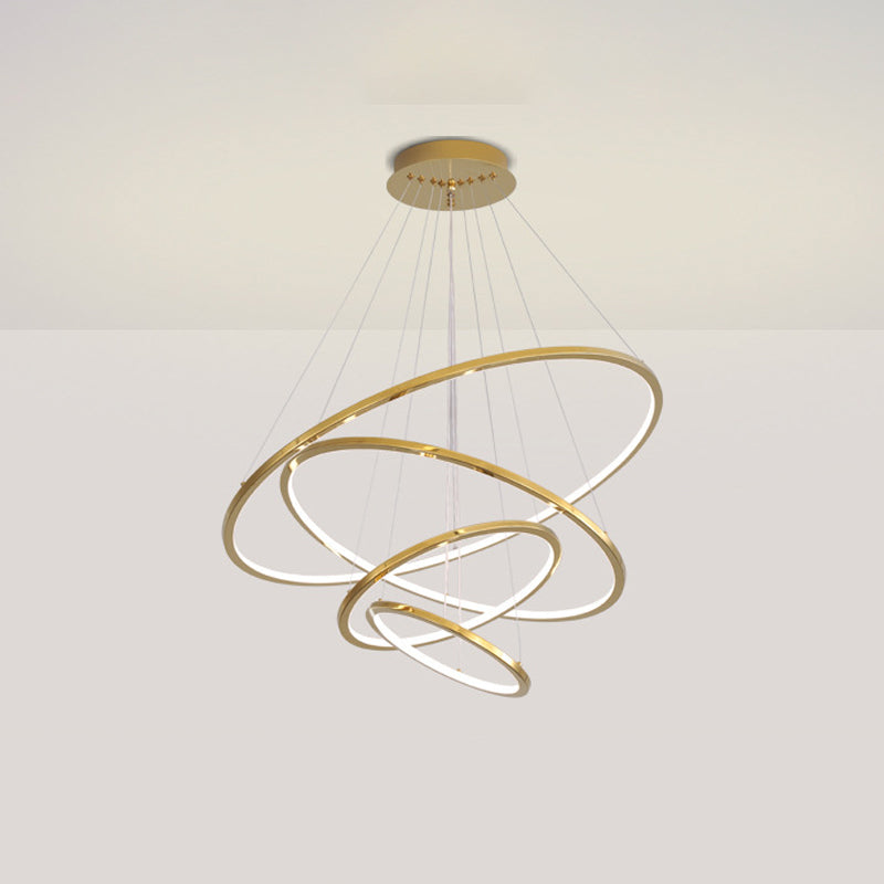 Camille Gold LED Ring Tiered Chandelier Modern Pendant Light