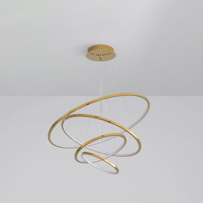 Camille Gold LED Ring Tiered Chandelier Modern Pendant Light