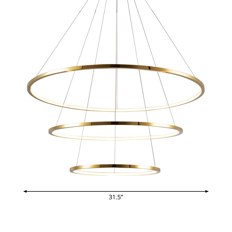 Camille Gold LED Ring Tiered Chandelier Modern Pendant Light