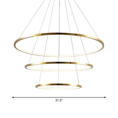 Camille Gold LED Ring Tiered Chandelier Modern Pendant Light