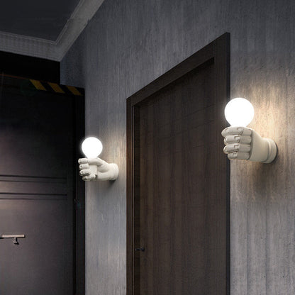Océane Fist Art Deco Wall Sconce Resin Black/White
