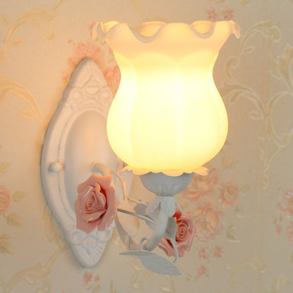 Lucie Floral Glass Wall Lamp – Pink/Green/Blue, 5 to 9 Inch