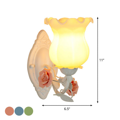 Isabelle American Garden Wall Lamp Metal and Glass LED Lighting