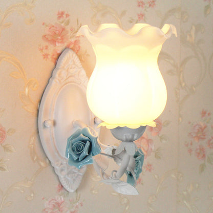 Lucie Floral Glass Wall Lamp – Pink/Green/Blue, 5 to 9 Inch