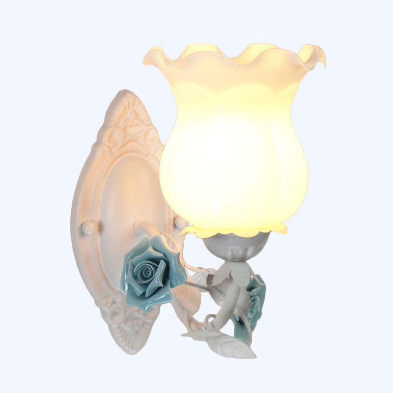 Lucie Floral Glass Wall Lamp – Pink/Green/Blue, 5 to 9 Inch
