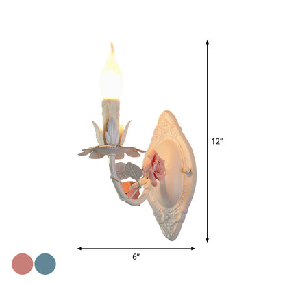 Fleurie Pastoral Candle Wall Sconce Blue/Pink
