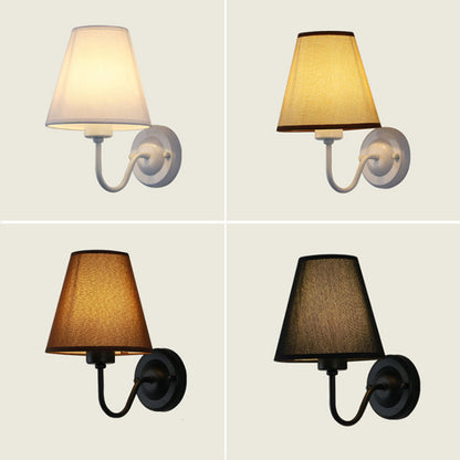 Sophie Nordic Cone Fabric Wall Sconce 1-Head Black/White