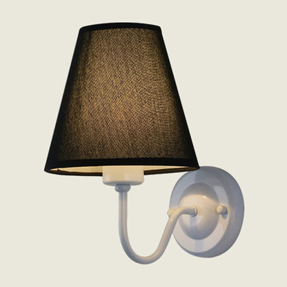 Sophie Nordic Cone Fabric Wall Sconce 1-Head Black/White