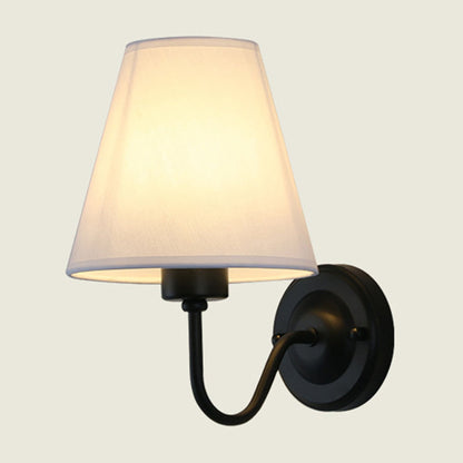 Sophie Nordic Cone Fabric Wall Sconce 1-Head Black/White