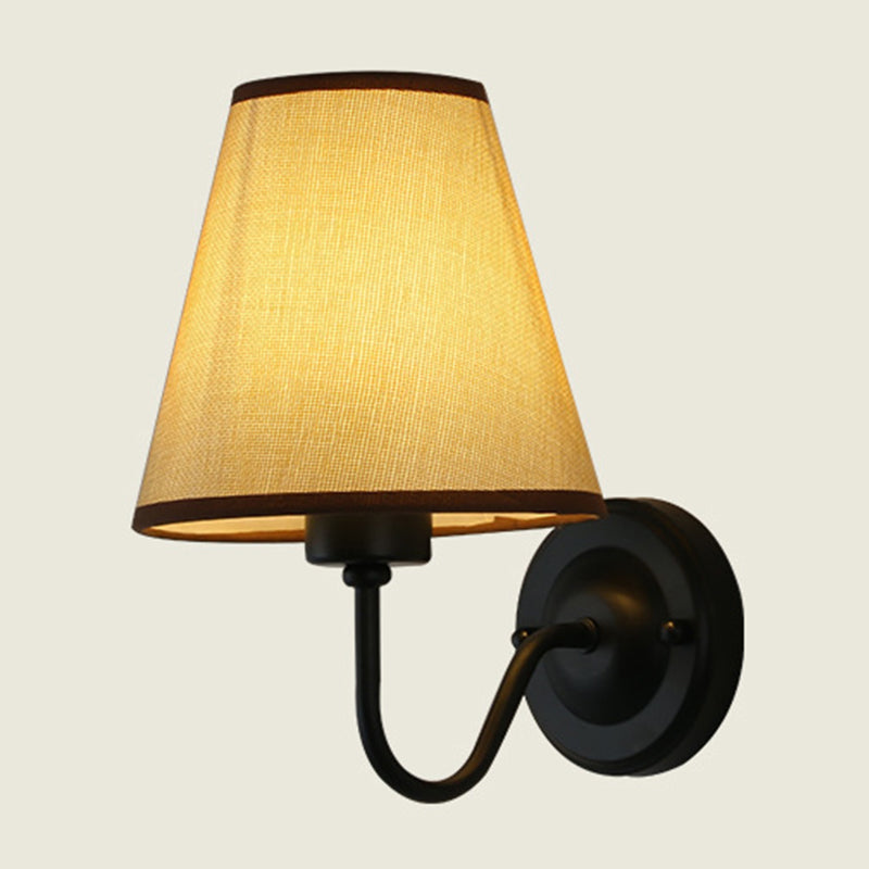 Sophie Nordic Cone Fabric Wall Sconce 1-Head Black/White
