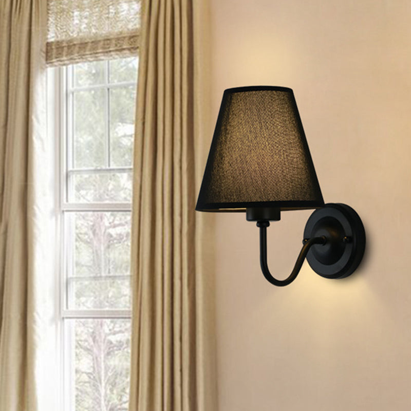 Sophie Nordic Cone Fabric Wall Sconce 1-Head Black/White