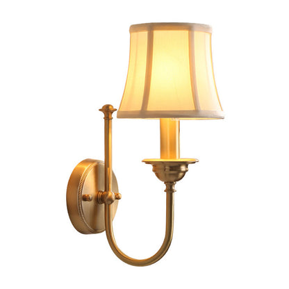 Chloé Flared Fabric Wall Lamp Gold U-Arm