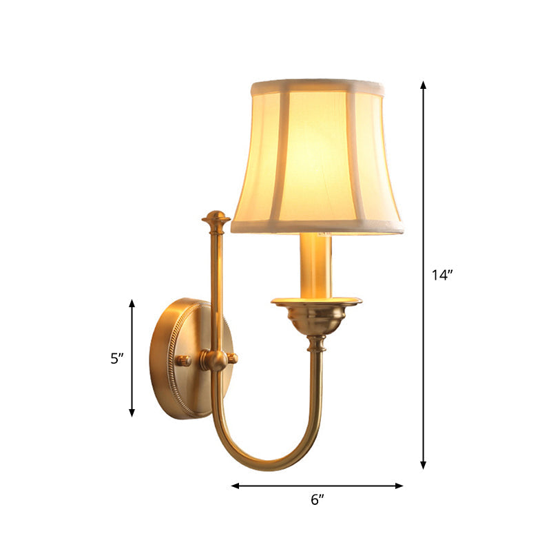 Chloé Flared Fabric Wall Lamp Gold U-Arm
