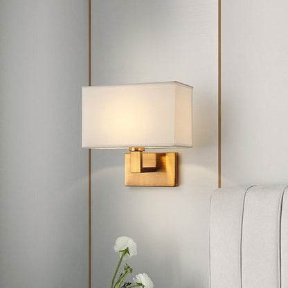 Madeleine Cuboid Fabric Wall Lamp Black/Gold Arm