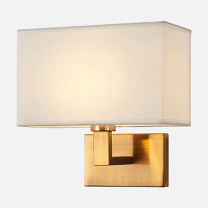 Madeleine Cuboid Fabric Wall Lamp Black/Gold Arm