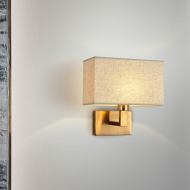 Madeleine Cuboid Fabric Wall Lamp Black/Gold Arm