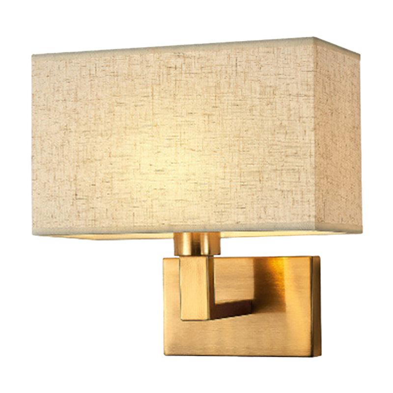 Amara Postmodern Cuboid Wall Lamp with Fabric Shade and Black/Gold Arm
