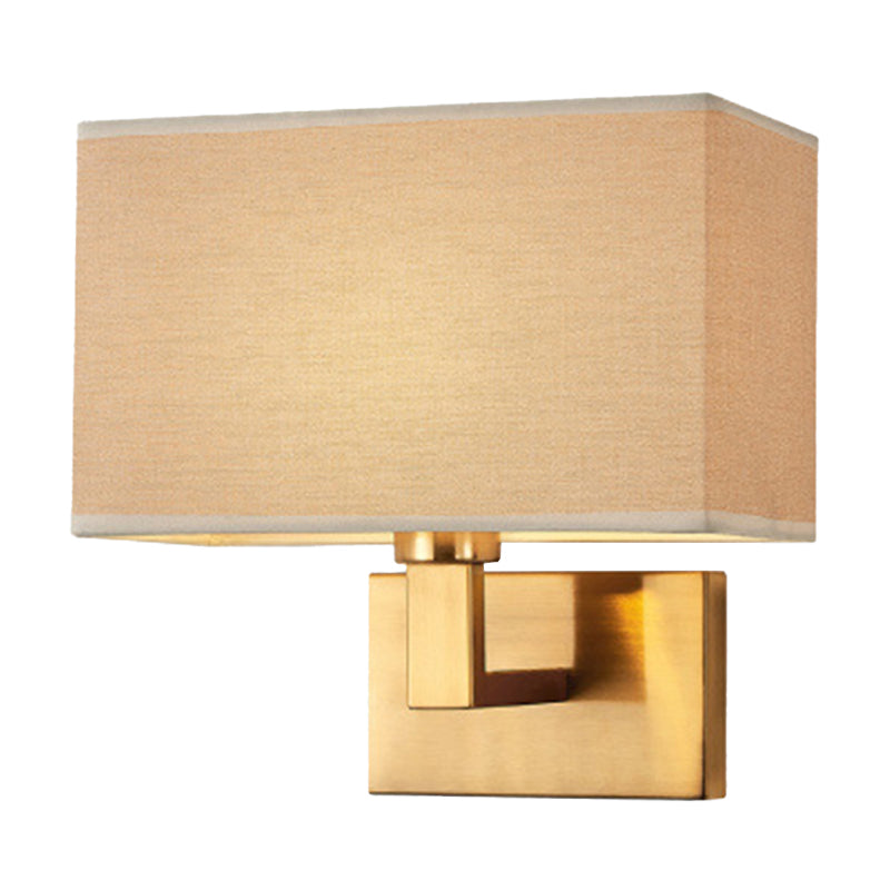 Amara Postmodern Cuboid Wall Lamp with Fabric Shade and Black/Gold Arm