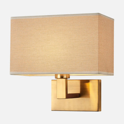 Amara Postmodern Cuboid Wall Lamp with Fabric Shade and Black/Gold Arm