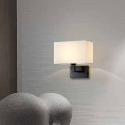 Madeleine Cuboid Fabric Wall Lamp Black/Gold Arm