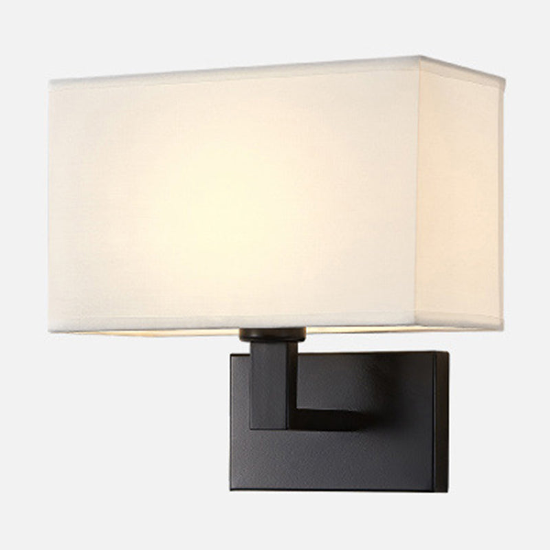 Madeleine Cuboid Fabric Wall Lamp Black/Gold Arm