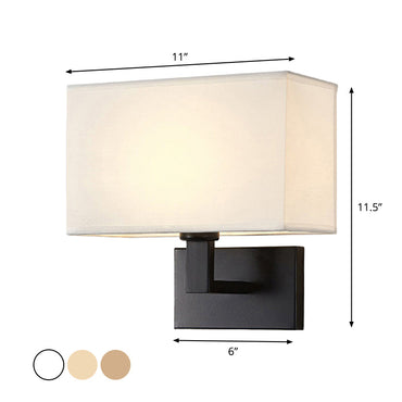Madeleine Cuboid Fabric Wall Lamp Black/Gold Arm