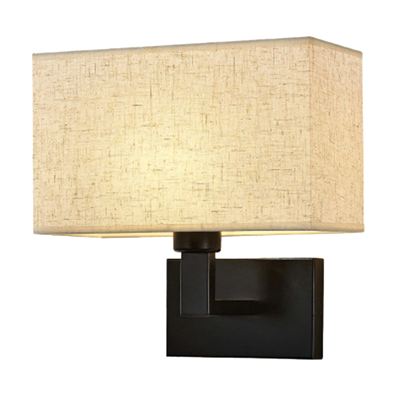 Madeleine Cuboid Fabric Wall Lamp Black/Gold Arm