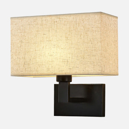 Madeleine Cuboid Fabric Wall Lamp Black/Gold Arm
