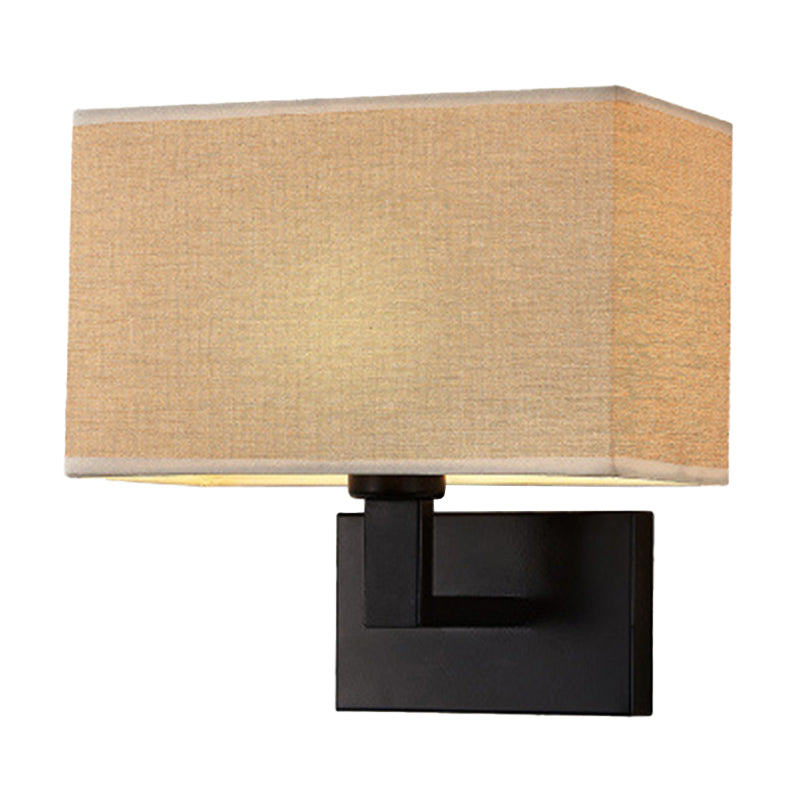 Madeleine Cuboid Fabric Wall Lamp Black/Gold Arm