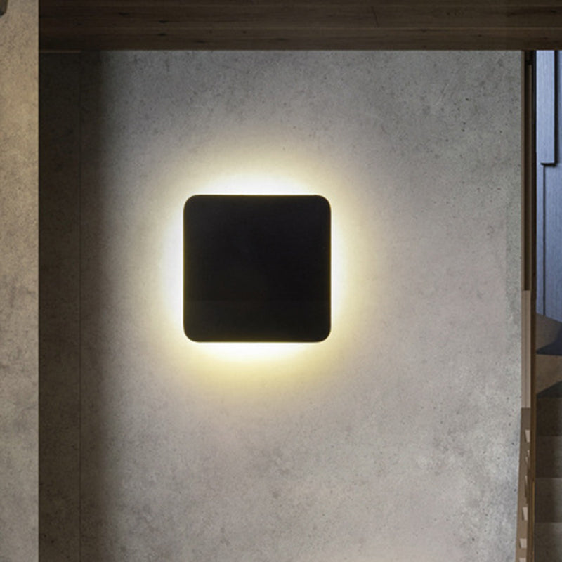 Chloé Round Square Flush LED Wall Lamp Black Sconce