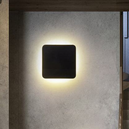 Chloé Round Square Flush LED Wall Lamp Black Sconce