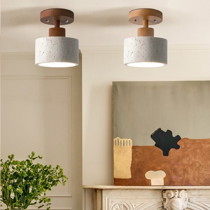 Juliette Ellipse Travertine Stone Ceiling Light