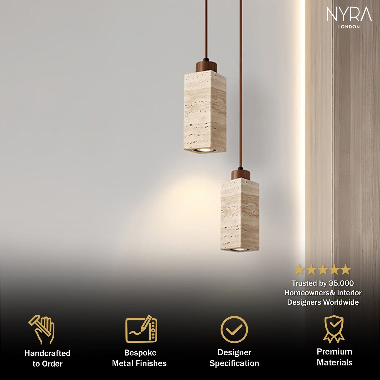 Amélie Natural Travertine Stone Pendant Light