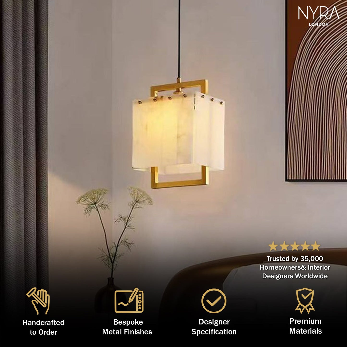 Amélie Natural Marble Cube Pendant Light