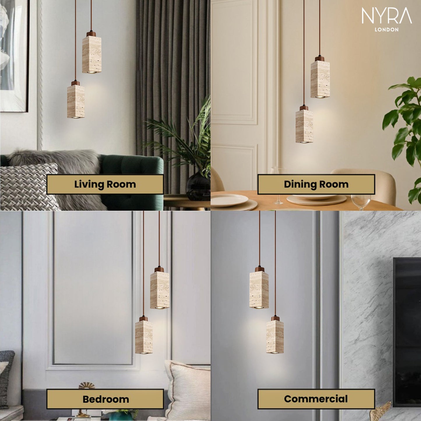 Amélie Natural Travertine Stone Pendant Light