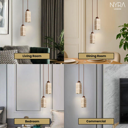 Amélie Natural Travertine Stone Pendant Light