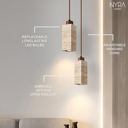 Amélie Natural Travertine Stone Pendant Light