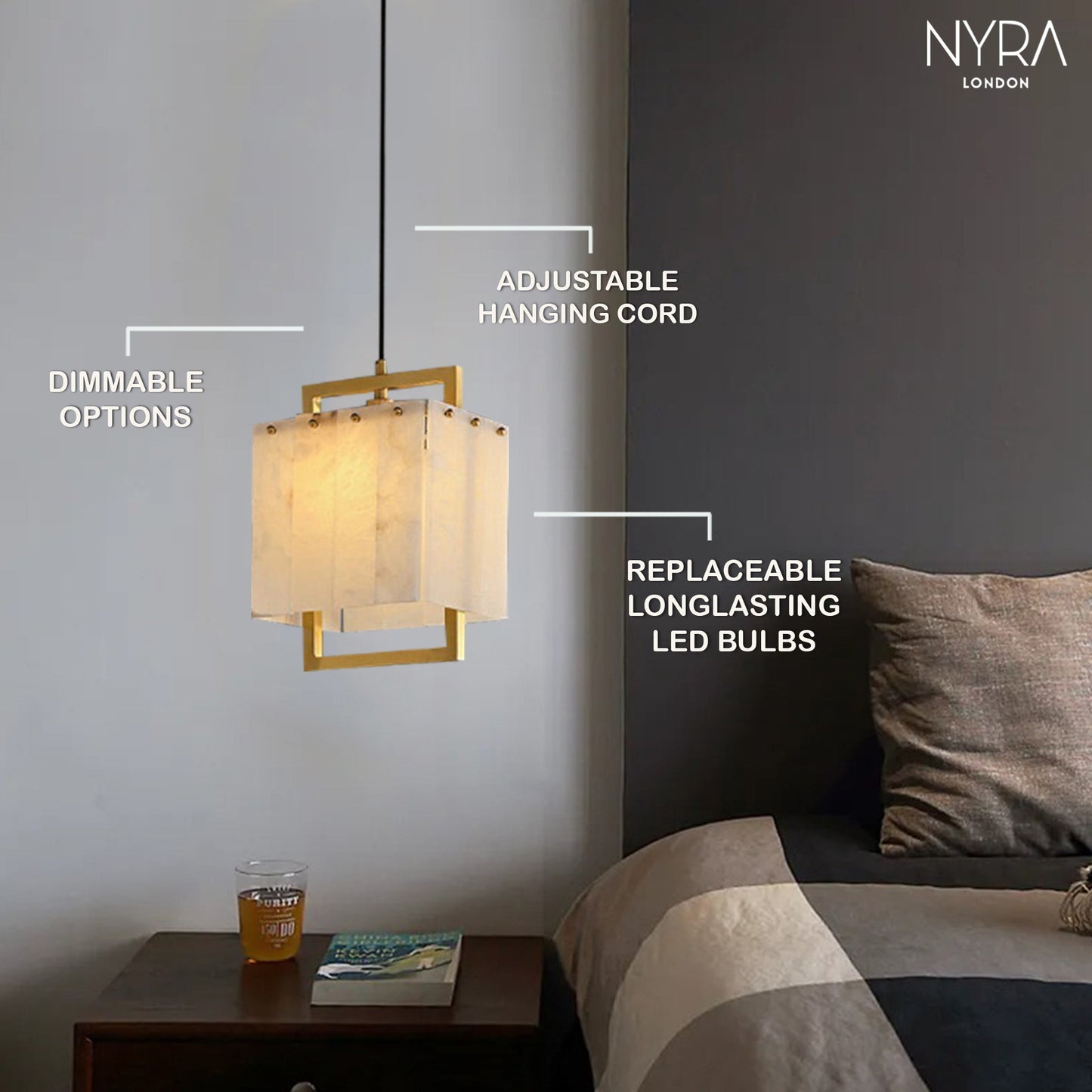 Amélie Natural Marble Cube Pendant Light