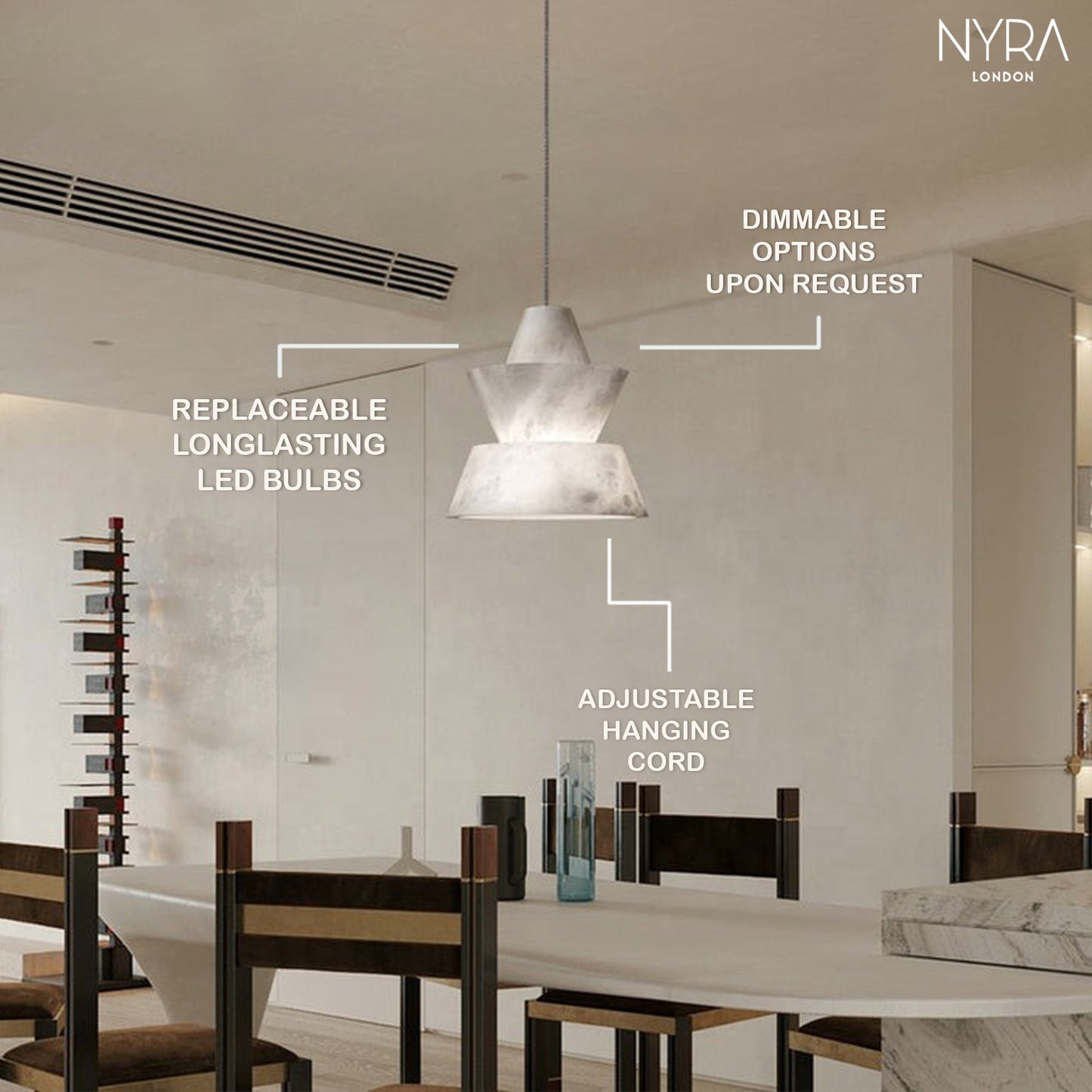 Eloise Alabaster Marble Pendant Light