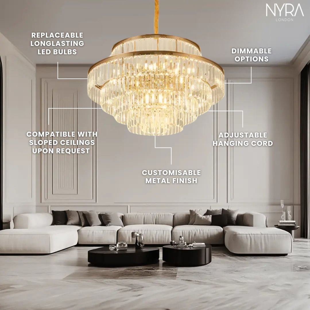 Mathilde Glamorous Golden Crystal Chandelier