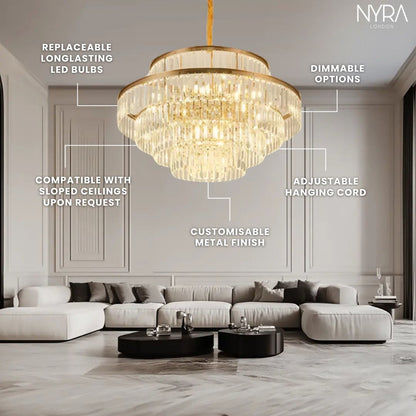 Mathilde Glamorous Golden Crystal Chandelier