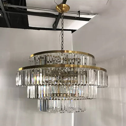 Valérie Prismatic Crystal Tiered Chandelier