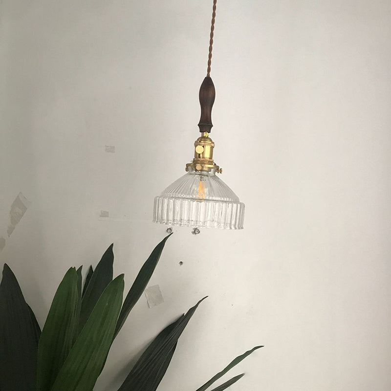 Clémence Rustic Barn Shade Pendant Lamp 1-Light Clear Glass