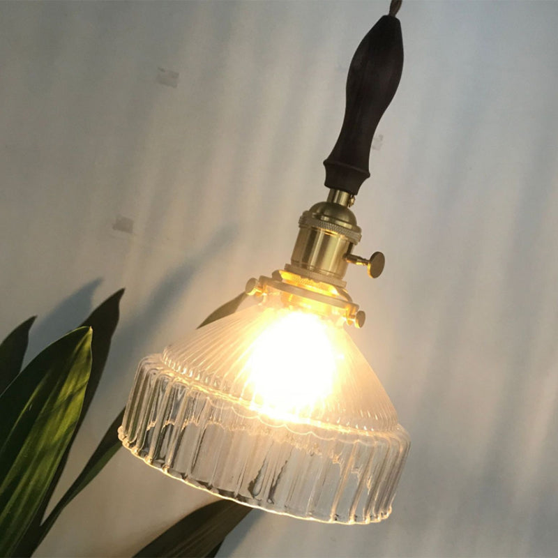 Clémence Rustic Barn Shade Pendant Lamp 1-Light Clear Glass