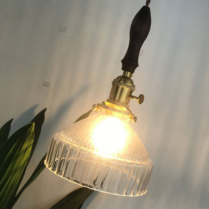 Clémence Rustic Barn Shade Pendant Lamp 1-Light Clear Glass