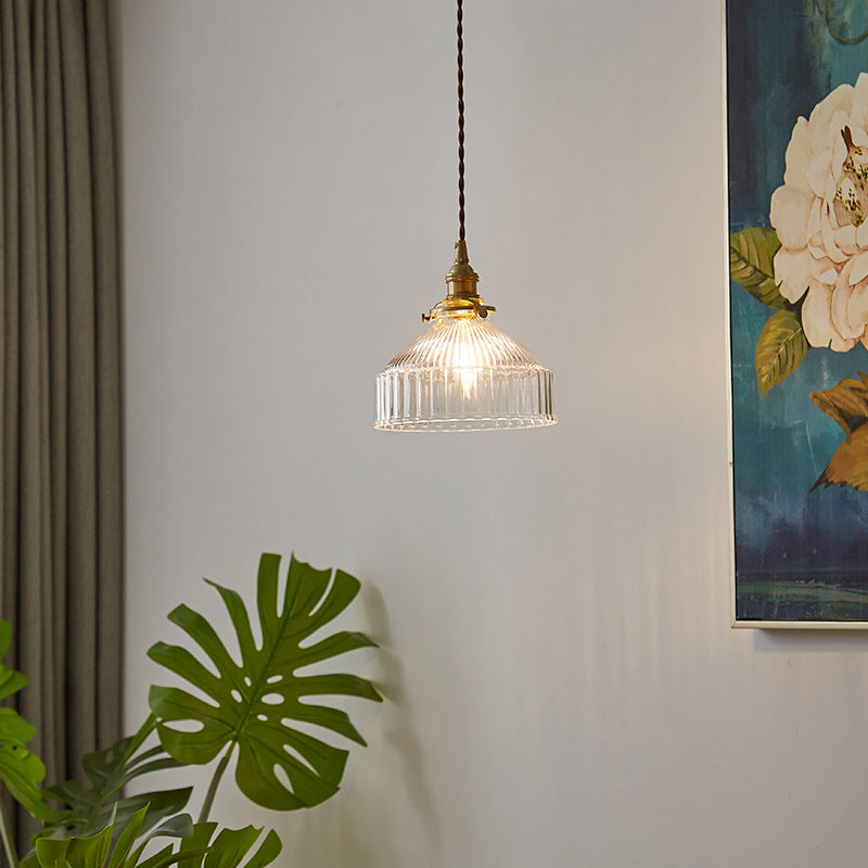 Clémence Rustic Barn Shade Pendant Lamp 1-Light Clear Glass