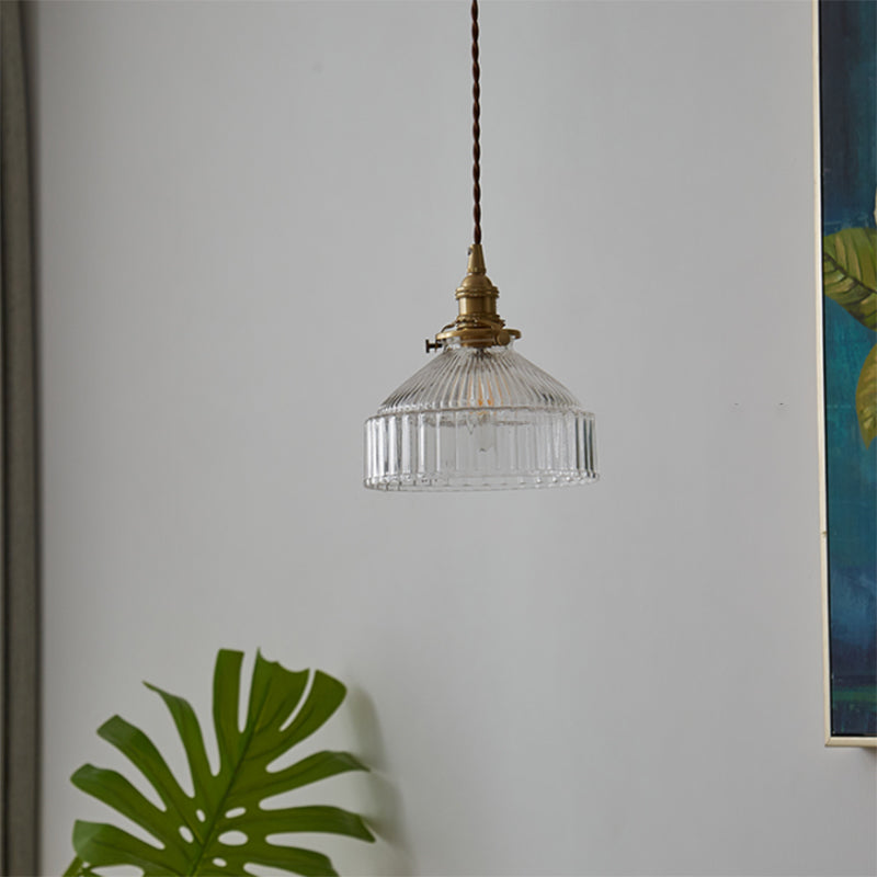 Clémence Rustic Barn Shade Pendant Lamp 1-Light Clear Glass