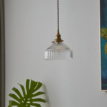 Clémence Rustic Barn Shade Pendant Lamp 1-Light Clear Glass